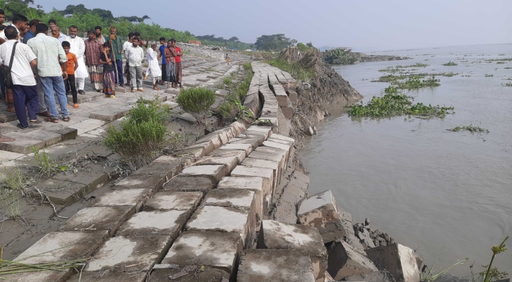 বলেশ্বরে ভাঙন, বিলীন হলো ১০ একর ধানি জমি